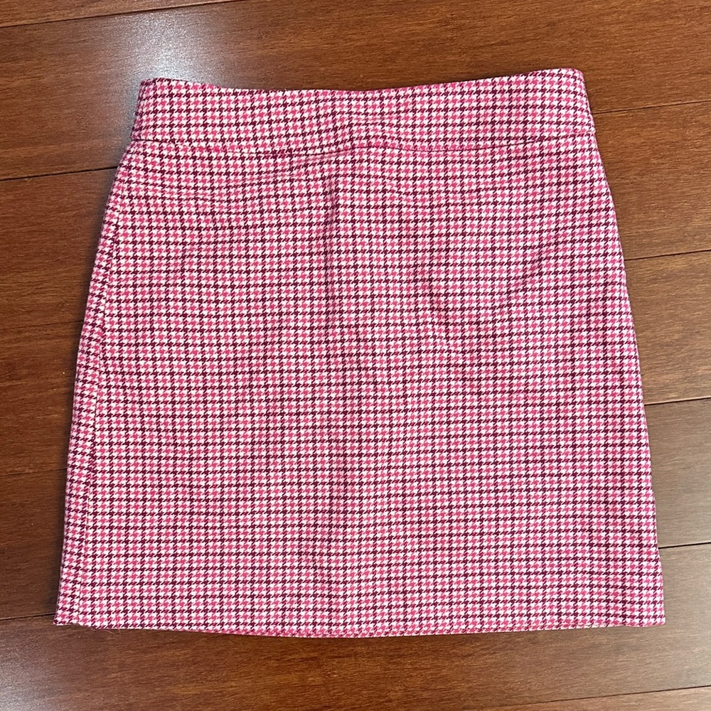 J. Crew Pink Houndstooth Mini Skirt